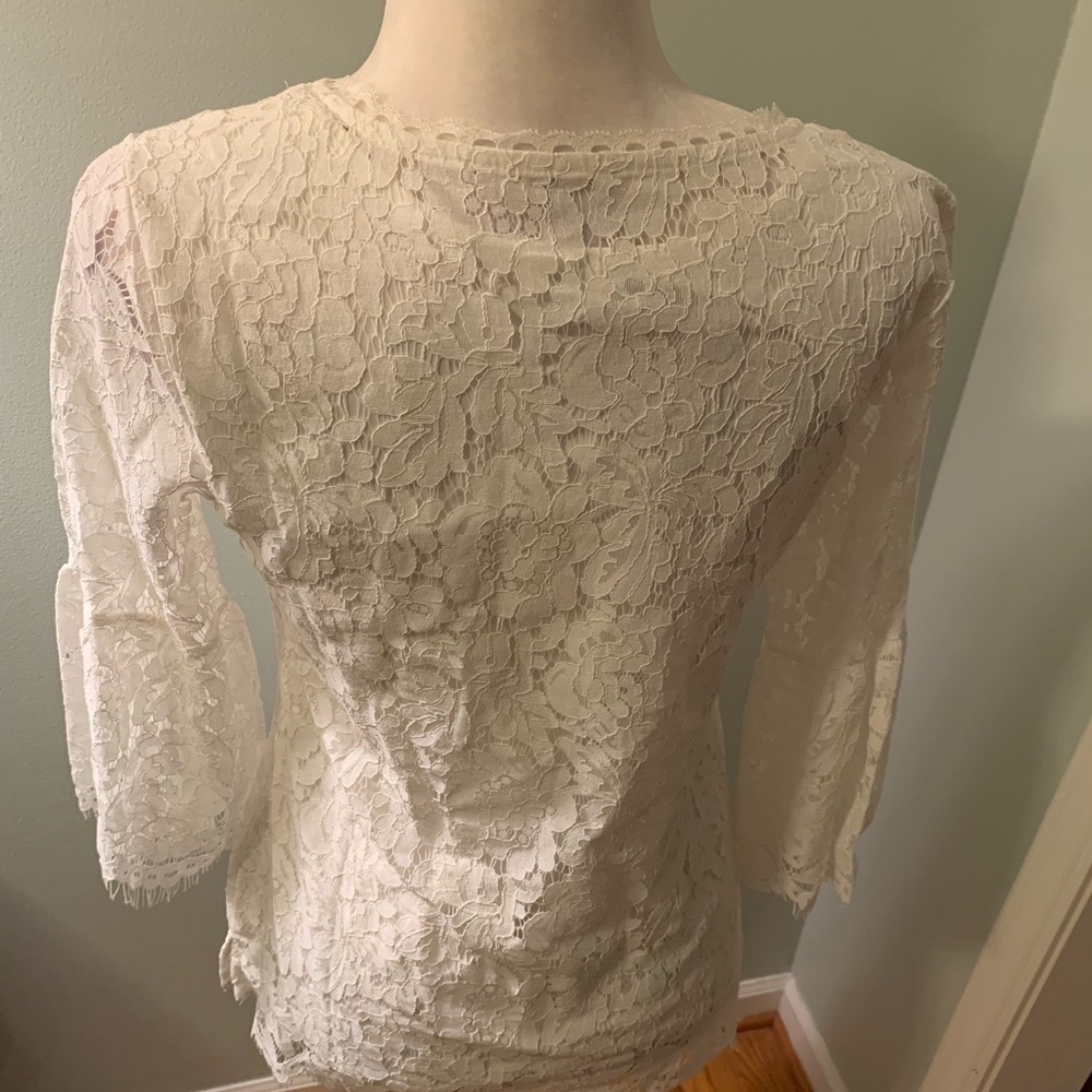 Issac Mizrahi Live white lacy tunic, size XXS View 3